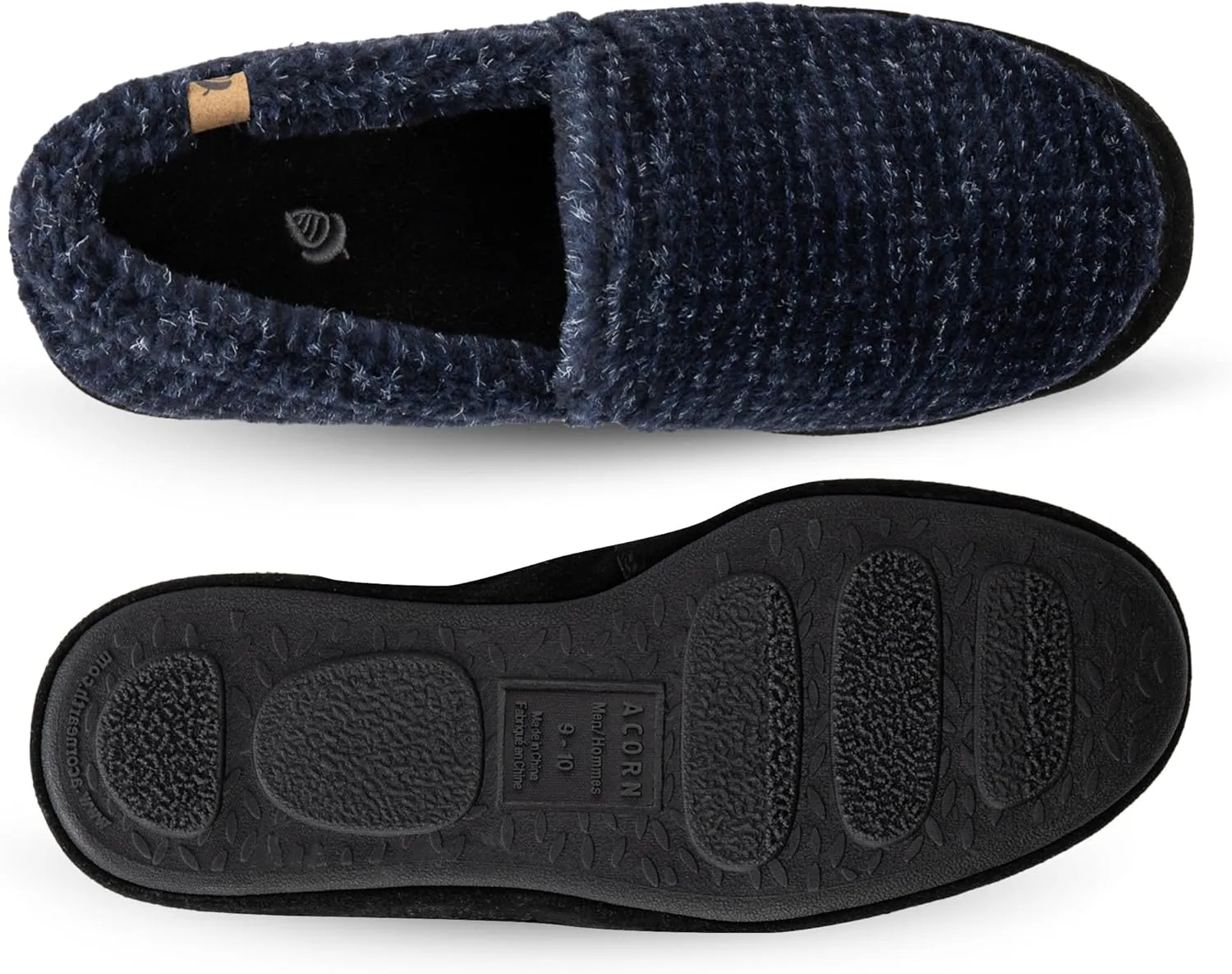 Acorn Men's Slippers with Memory Foam Insole Suede Sidewall and Rubber Outsole