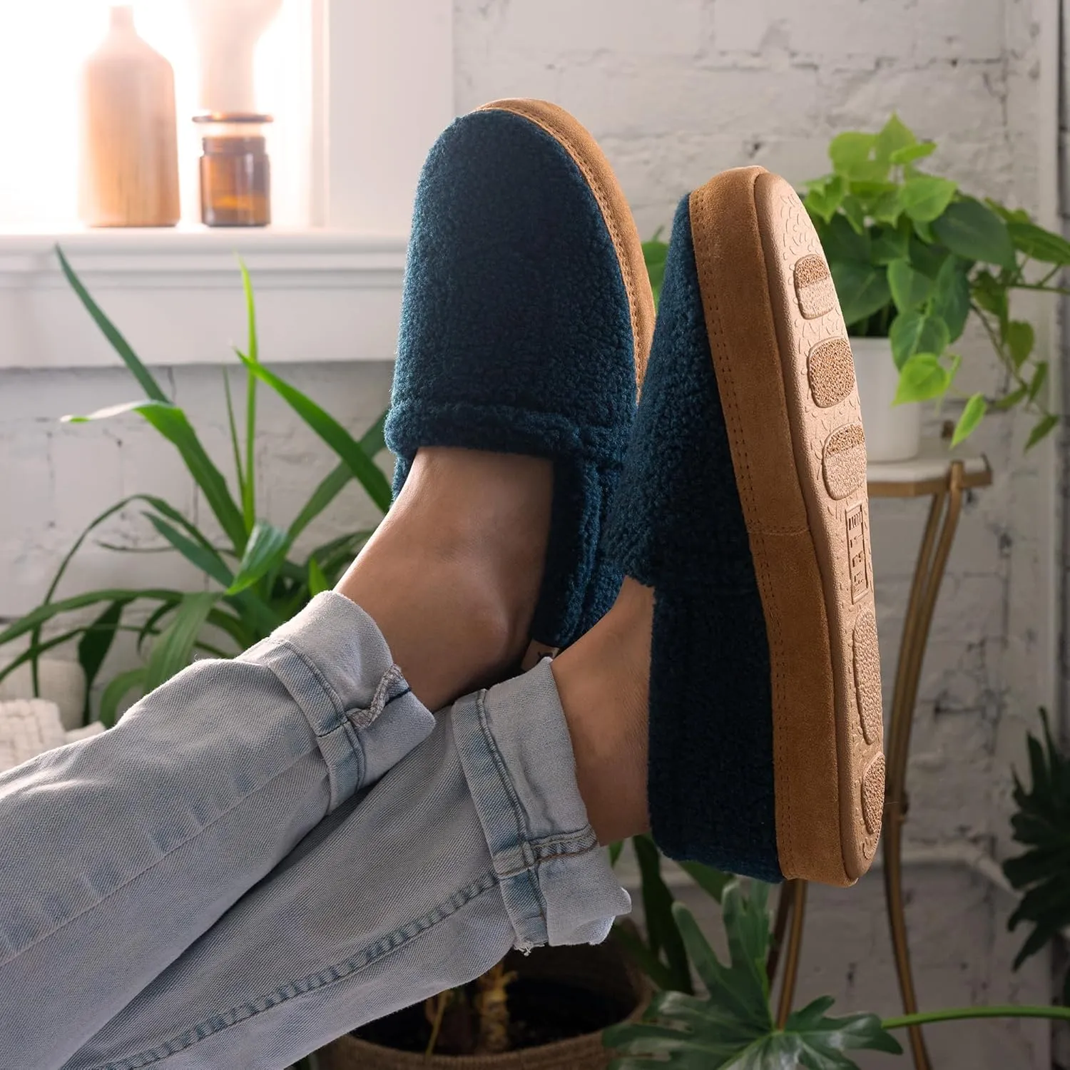 Acorn Men's Slippers with Memory Foam Insole Suede Sidewall and Rubber Outsole