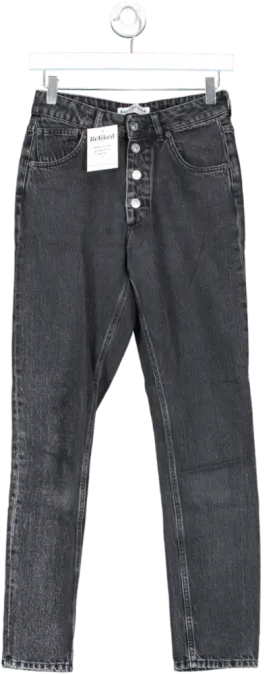 Balenciaga Black High Rise Button Fly Jeans UK 8