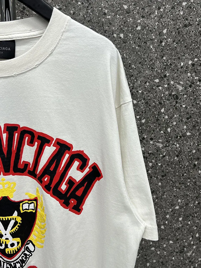 Balenciaga College Medium Fit T-Shirt White -SS22