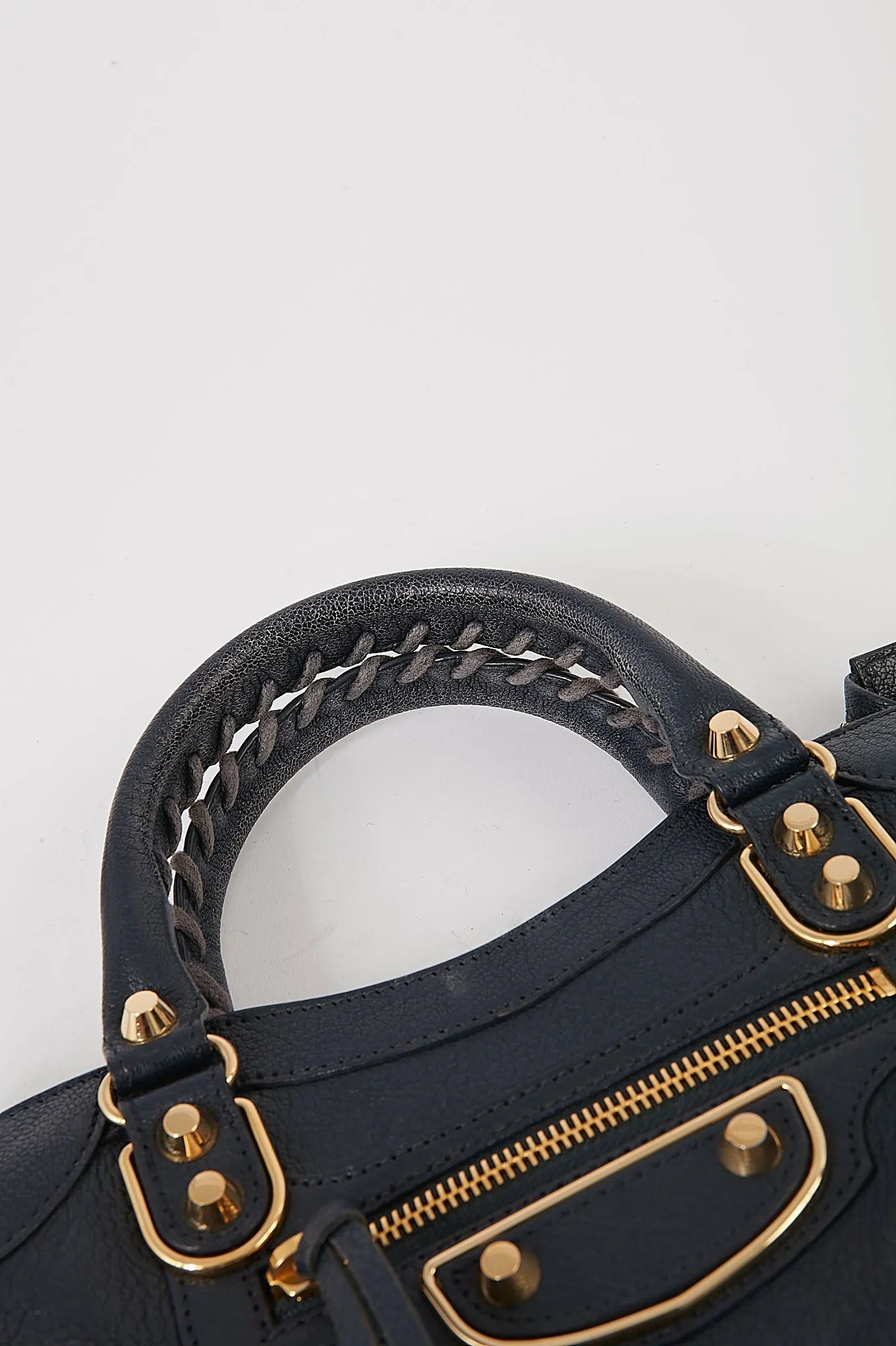 Balenciaga Navy Leather Metallic Edge Mini City Bag