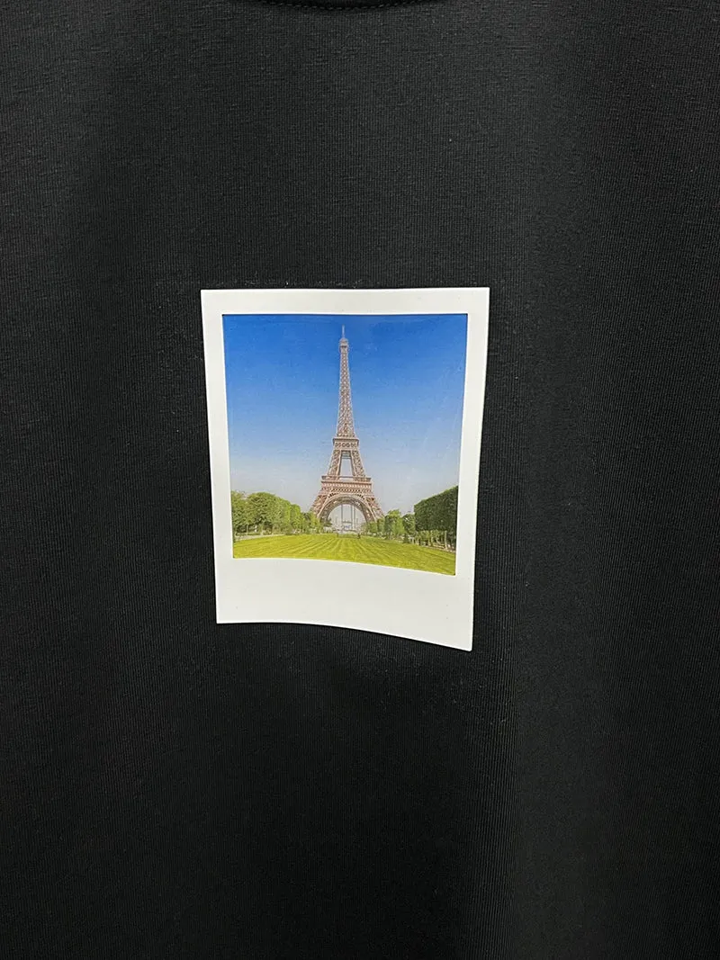 Balenciaga Paris By Day Tight T-shirt Black Faded