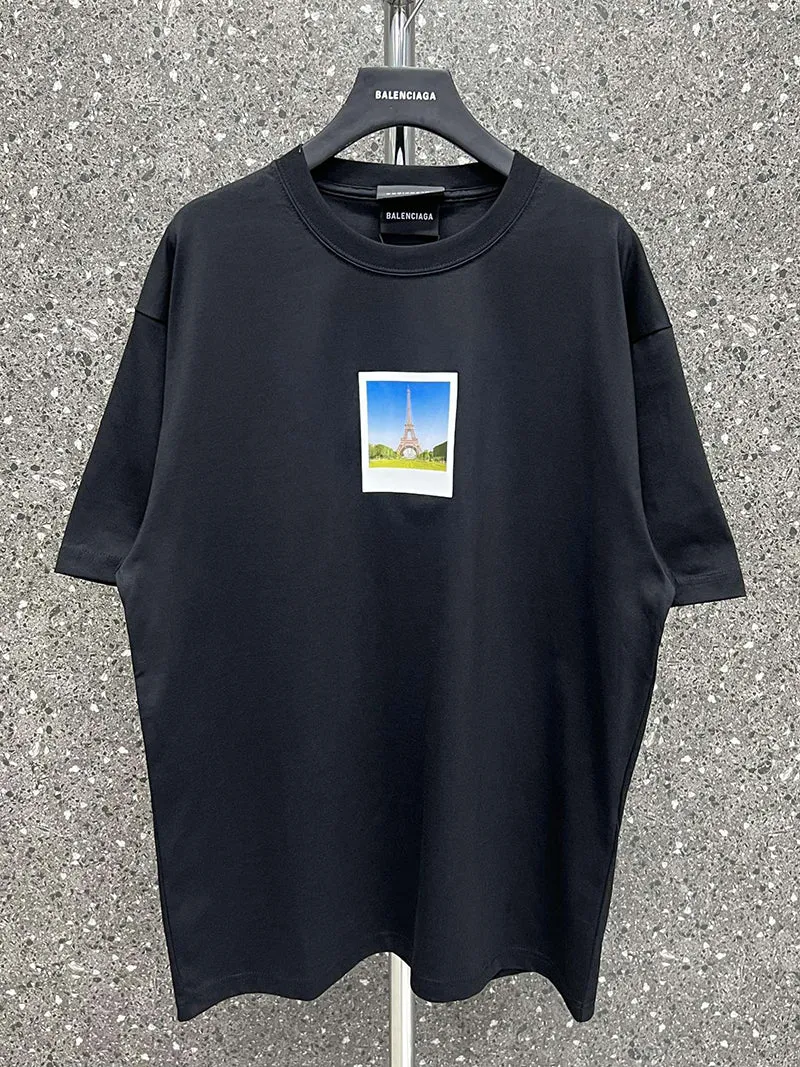 Balenciaga Paris By Day Tight T-shirt Black Faded