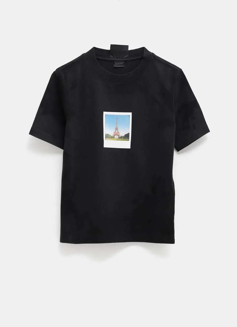 Balenciaga Paris By Day Tight T-shirt Black Faded