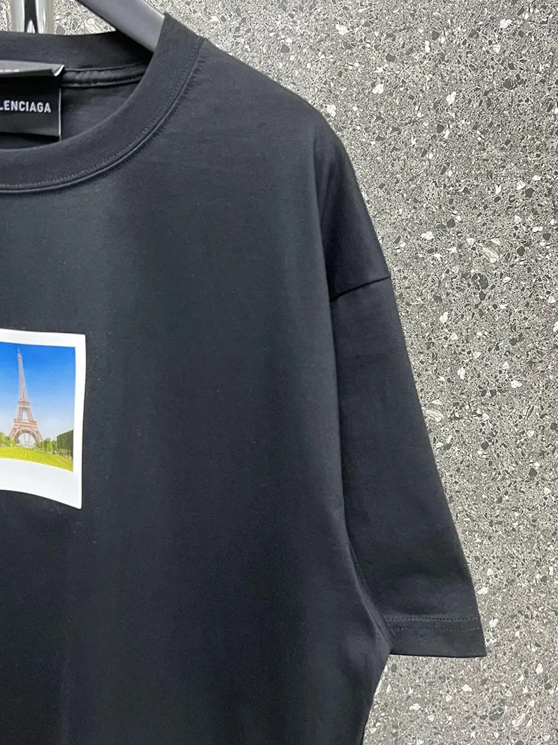 Balenciaga Paris By Day Tight T-shirt Black Faded
