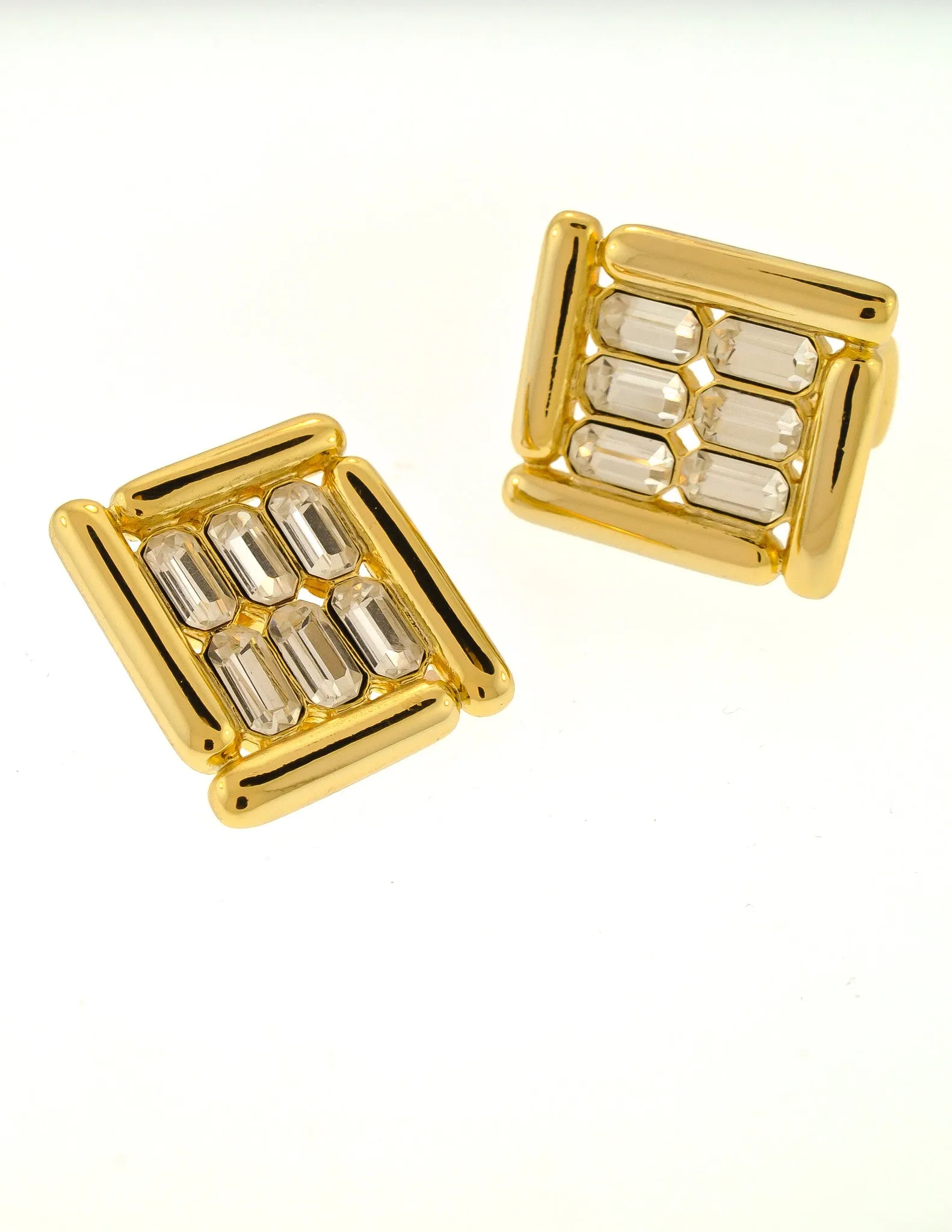 Balenciaga Vintage Gold Rhinestone Earrings