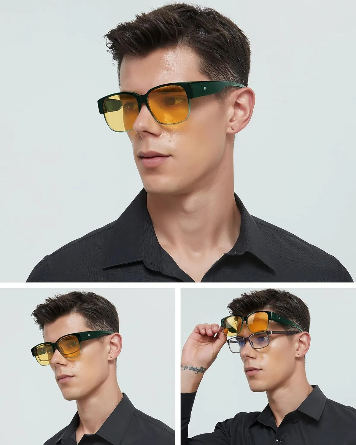 BIRCEN Polarized Fit Over Sunglasses: Wear Over Glasses Sunglasses Wrap Around Fitover Shades for Men Women UV Protection