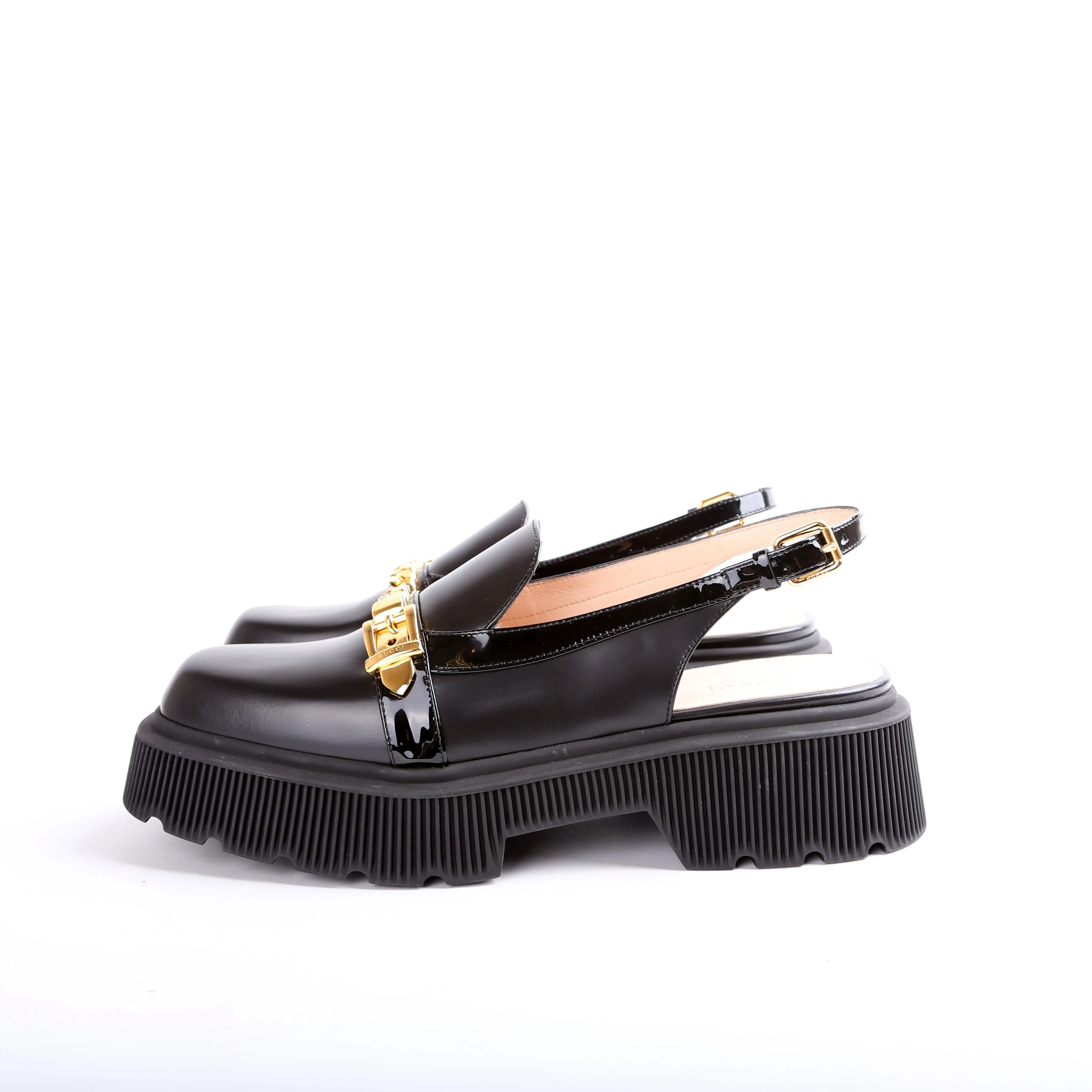 Calfskin Hundler Chain Slingback Loafers Size 40.5