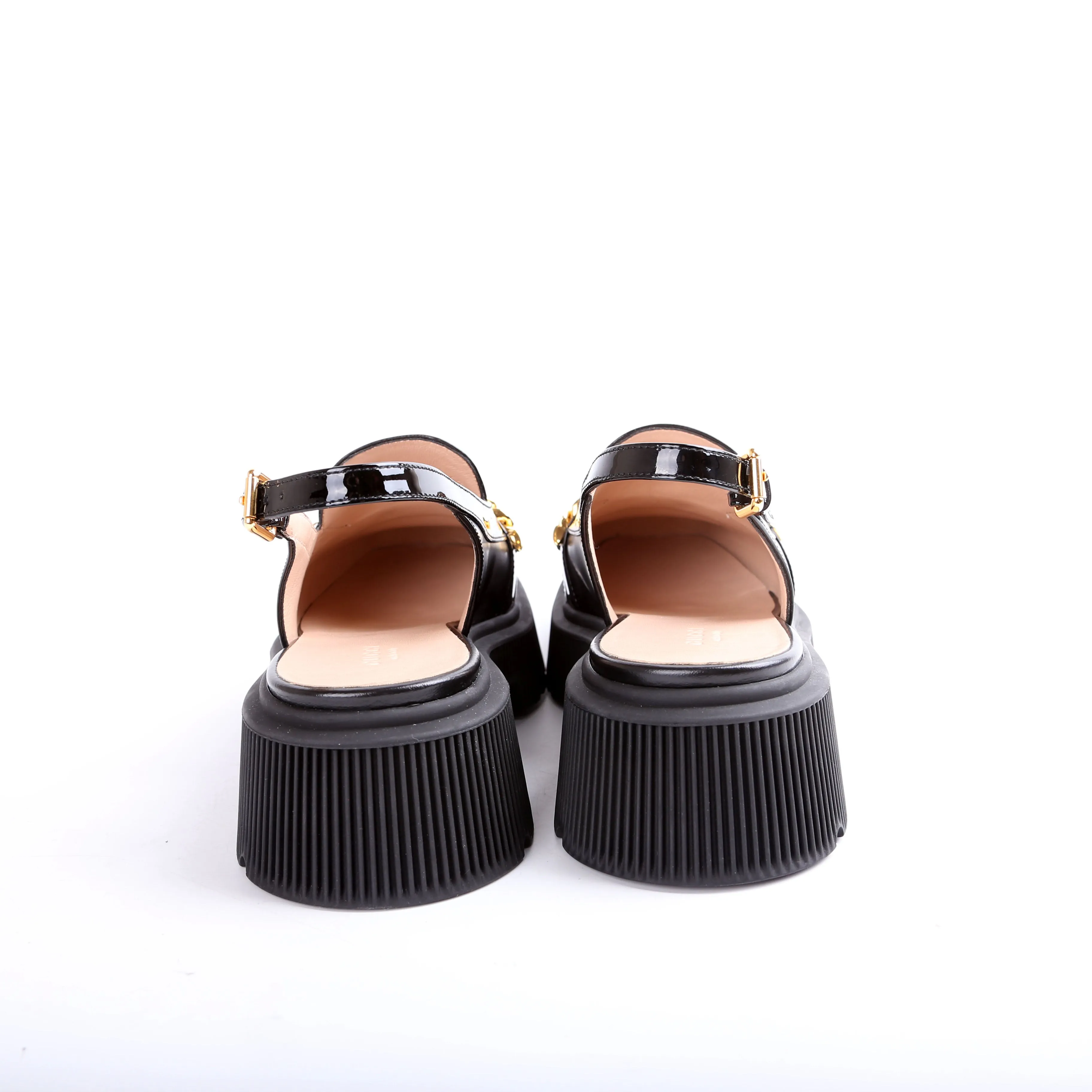 Calfskin Hundler Chain Slingback Loafers Size 40.5