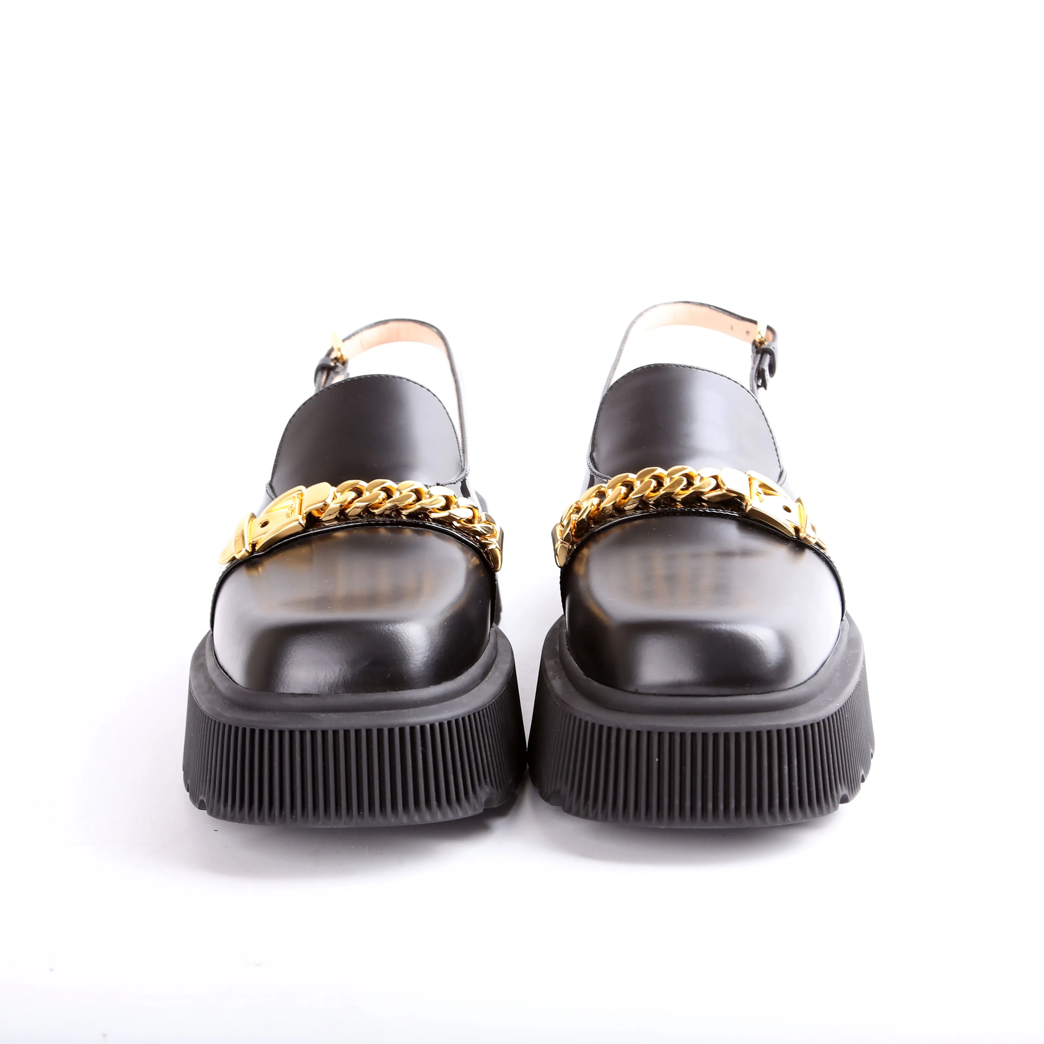 Calfskin Hundler Chain Slingback Loafers Size 40.5