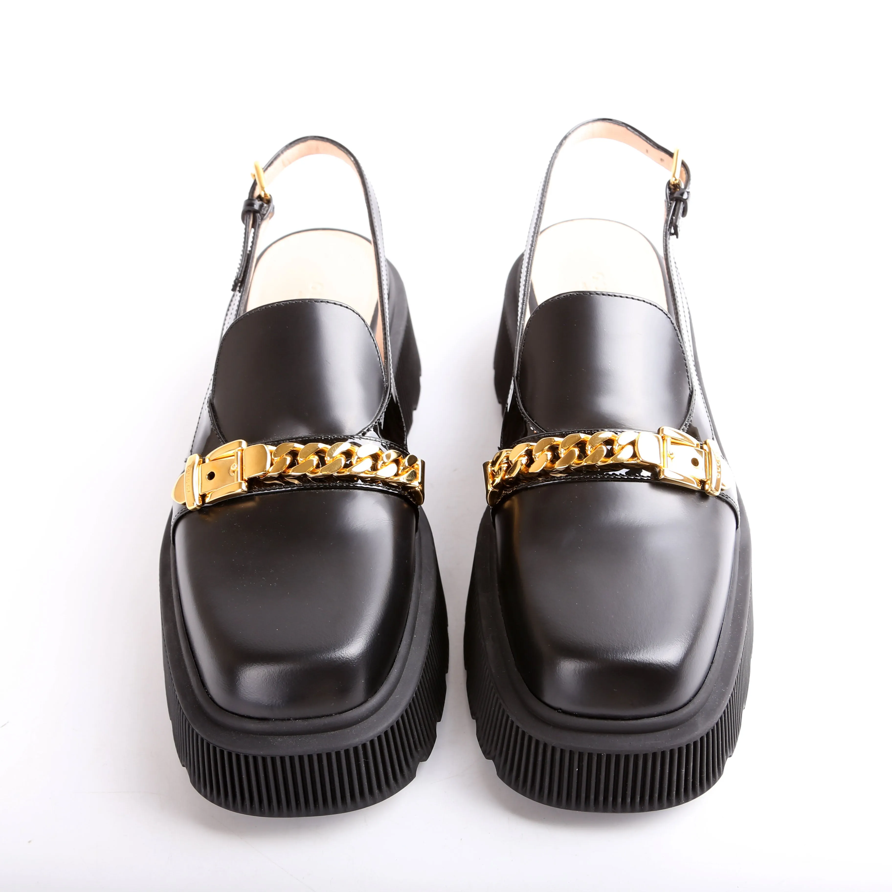 Calfskin Hundler Chain Slingback Loafers Size 40.5