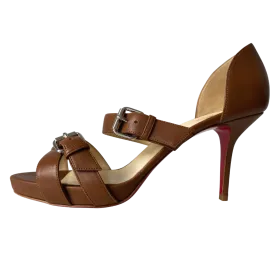 Christian Louboutin Atalanta 85 Cognac Calf Vip Sandals (Size 40.5)