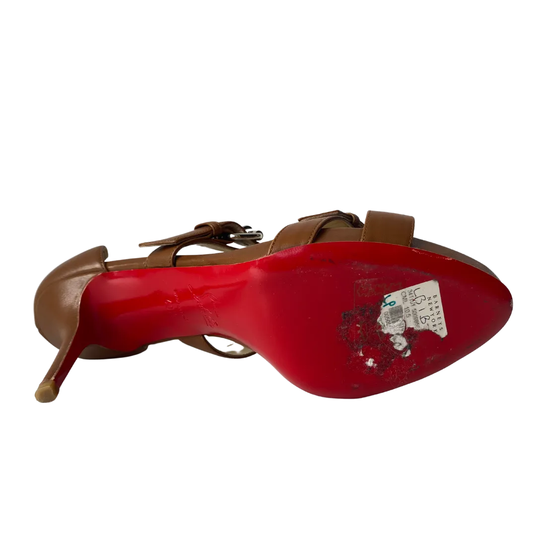 Christian Louboutin Atalanta 85 Cognac Calf Vip Sandals (Size 40.5)