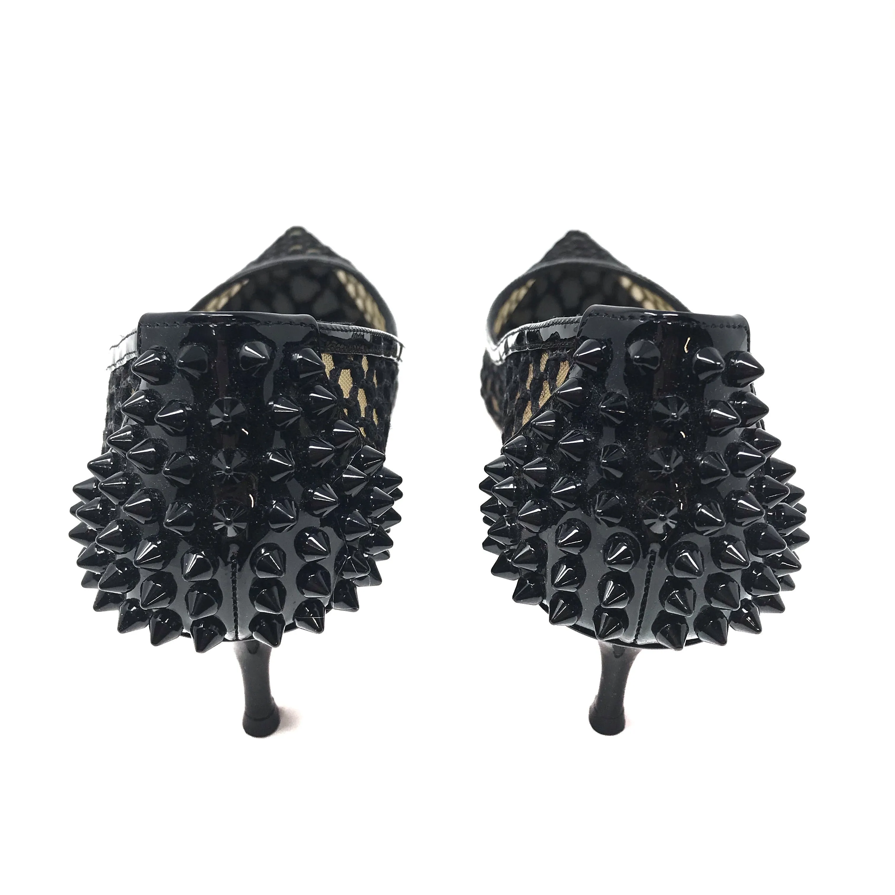 Christian Louboutin Black Guni Mesh Spike 55mm Pumps Size US7.5 | IT38