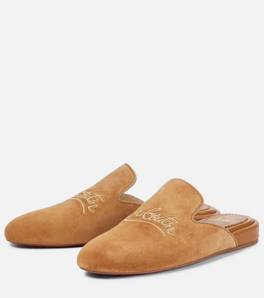 Christian Louboutin Navy Coolito Donna suede slippers