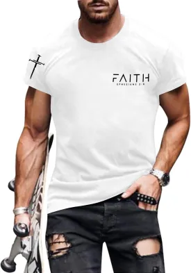Christian Shirts for Men:Faith Cross Printed T-Shirts Christian Gifts for Men Jesus Shirts Holy Bible Tees