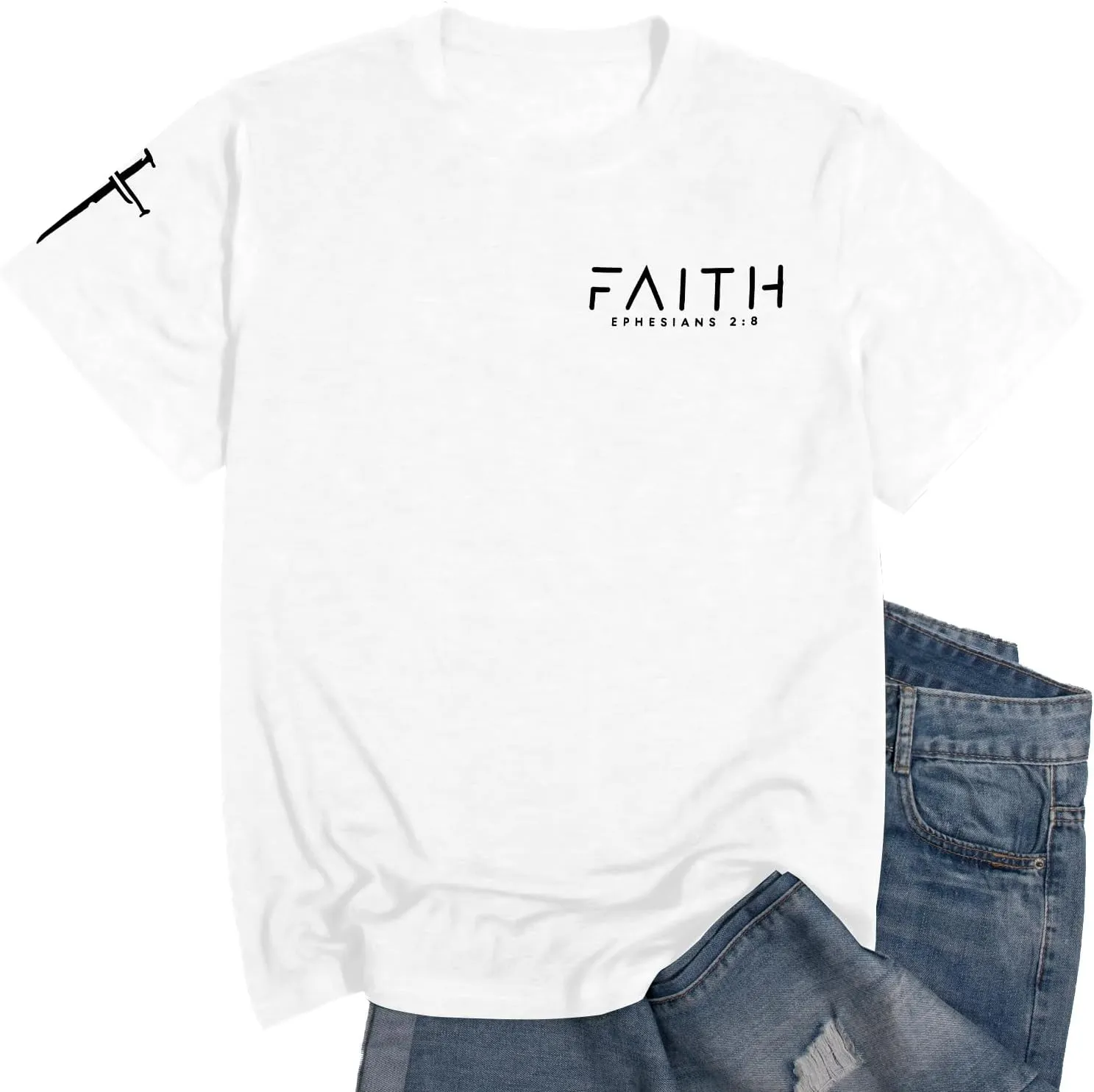Christian Shirts for Men:Faith Cross Printed T-Shirts Christian Gifts for Men Jesus Shirts Holy Bible Tees