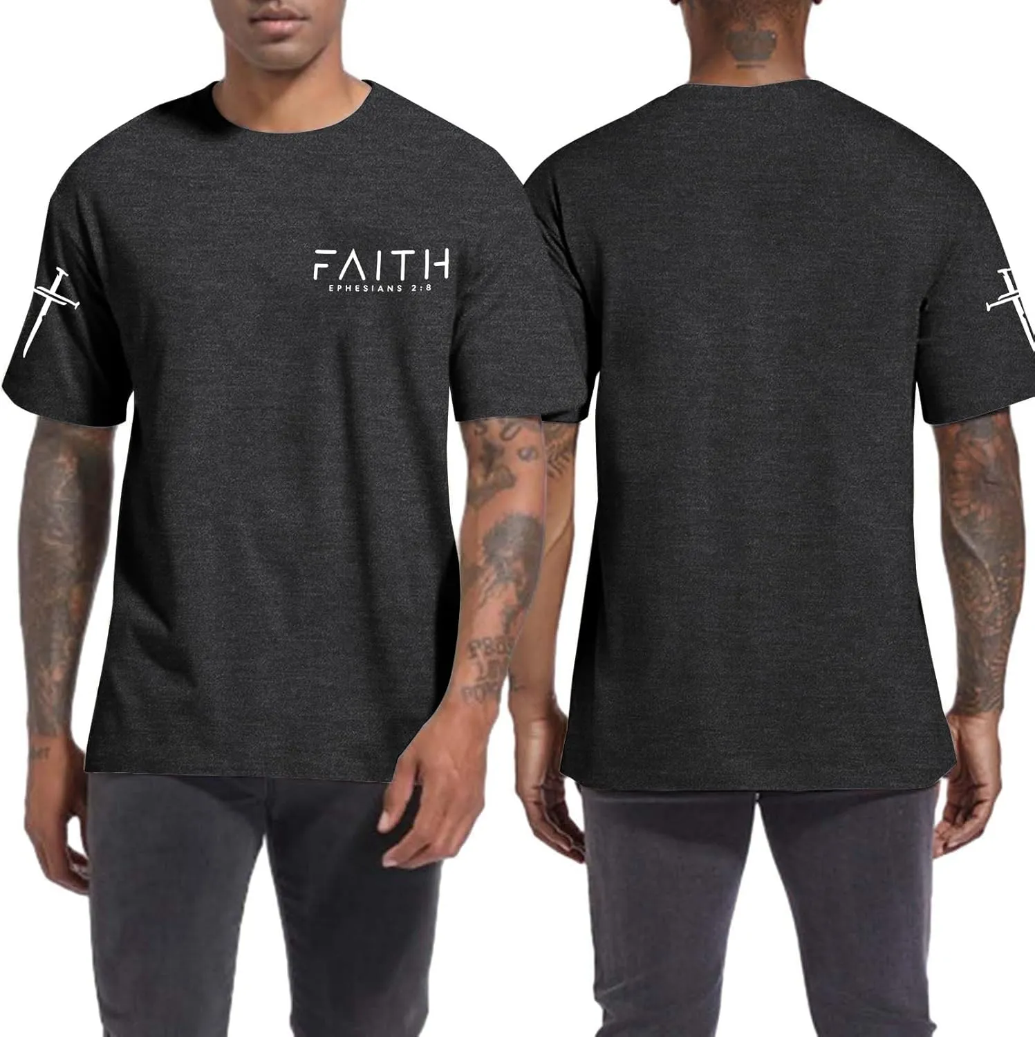 Christian Shirts for Men:Faith Cross Printed T-Shirts Christian Gifts for Men Jesus Shirts Holy Bible Tees