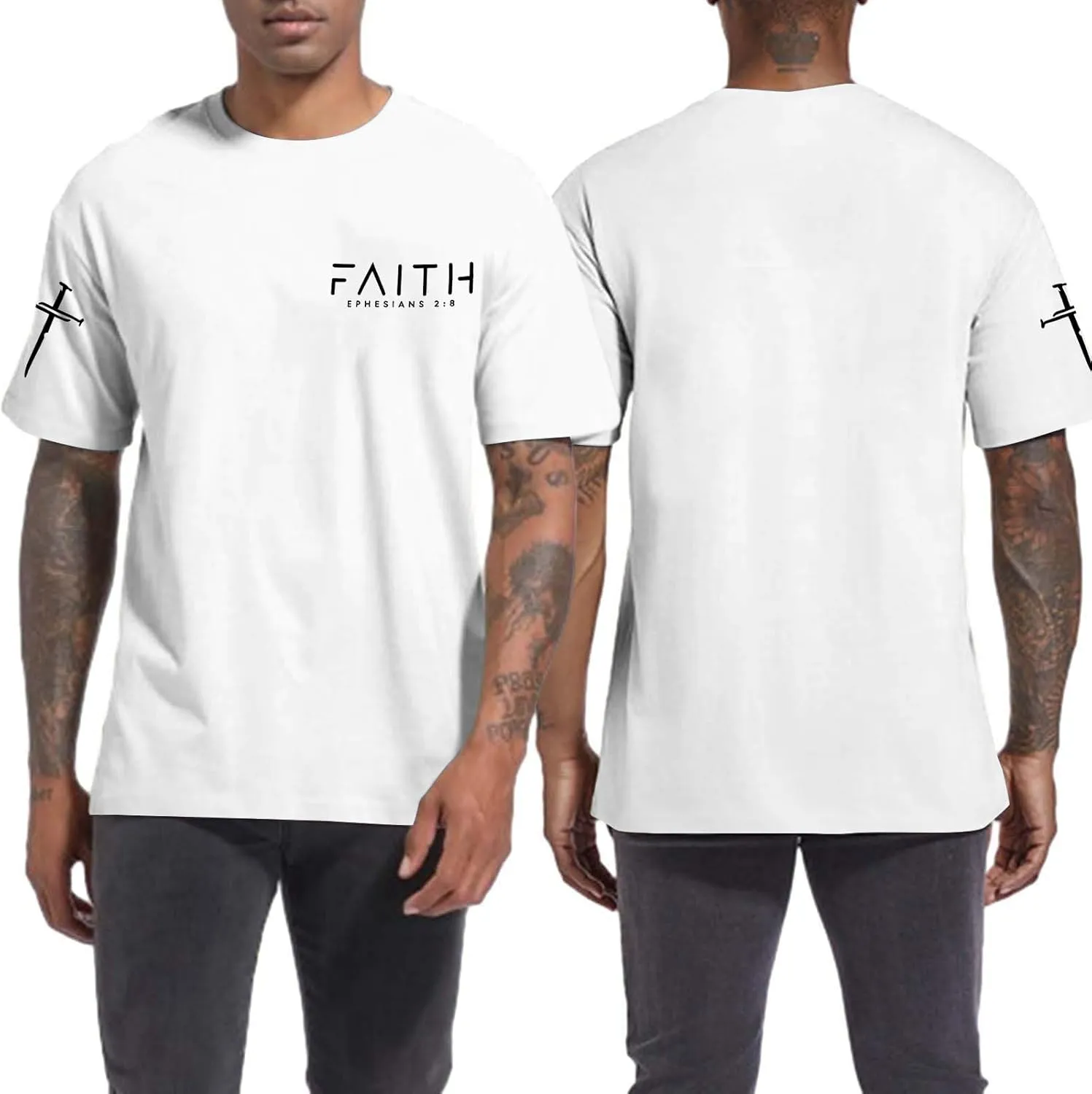 Christian Shirts for Men:Faith Cross Printed T-Shirts Christian Gifts for Men Jesus Shirts Holy Bible Tees