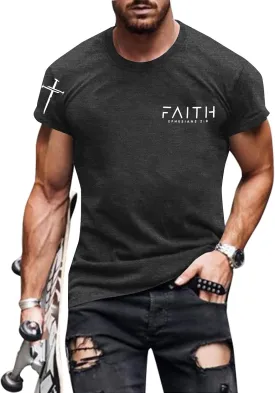Christian Shirts for Men:Faith Cross Printed T-Shirts Christian Gifts for Men Jesus Shirts Holy Bible Tees