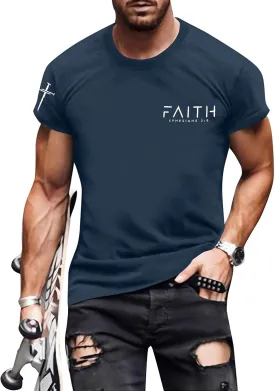 Christian Shirts for Men:Faith Cross Printed T-Shirts Christian Gifts for Men Jesus Shirts Holy Bible Tees