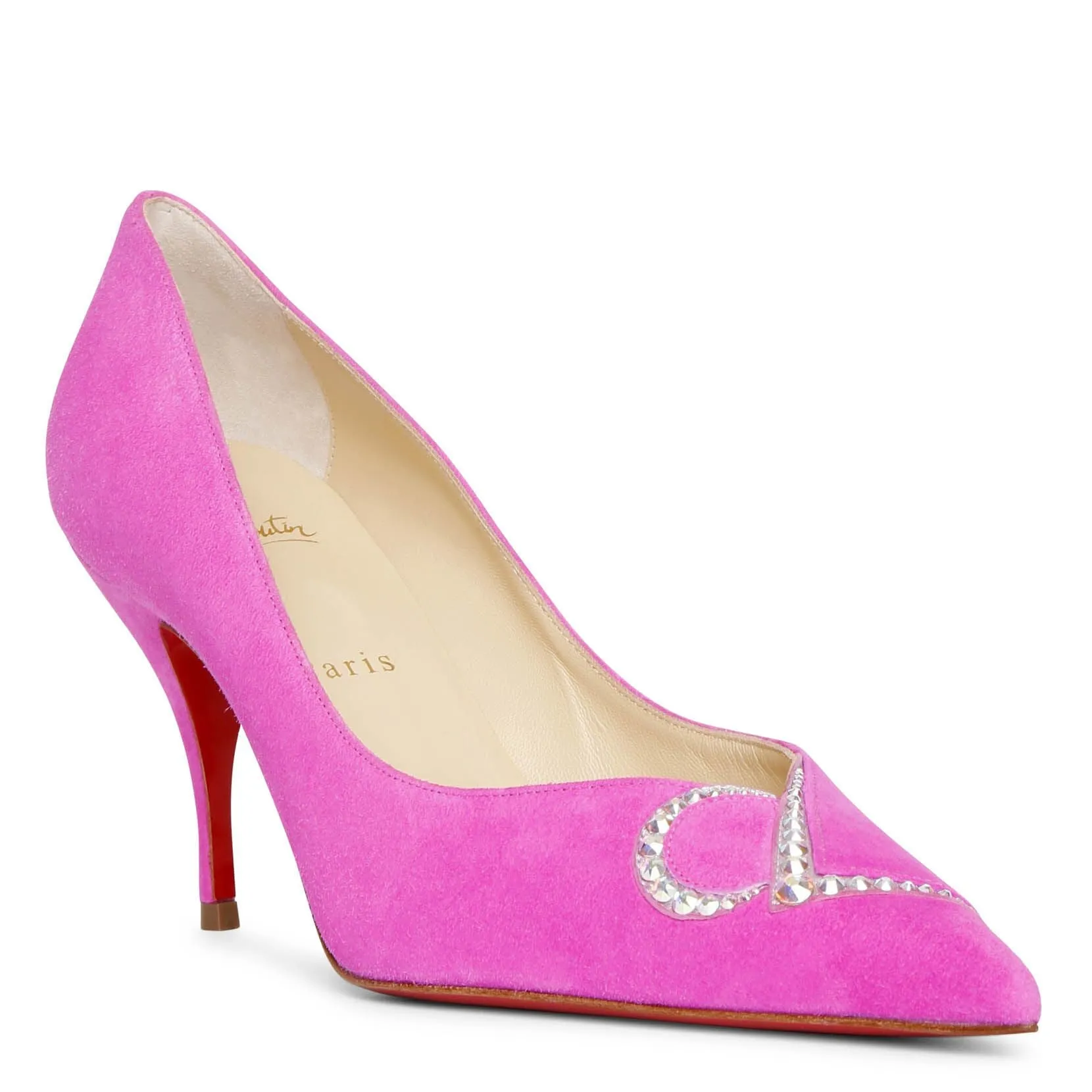 CL Pump Strass 80 pink suede pumps