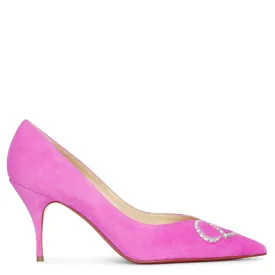 CL Pump Strass 80 pink suede pumps