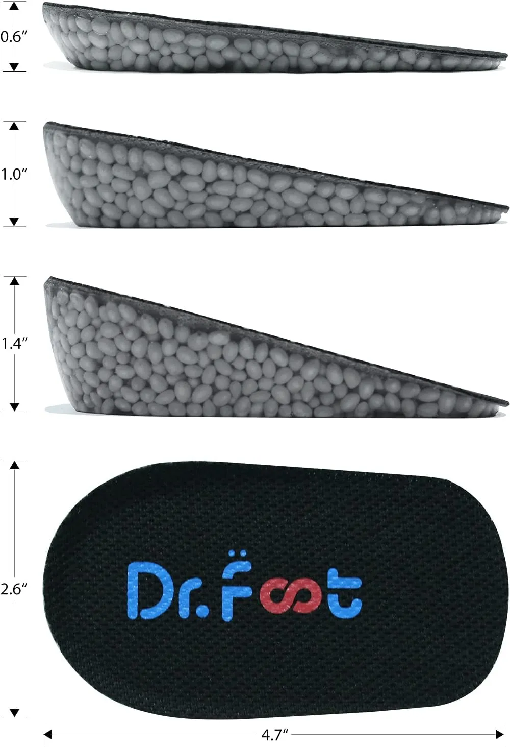 Dr.Foot Height Increase Insoles, Heel Cushion Inserts, Heel Lift Inserts for Leg Length Discrepancies