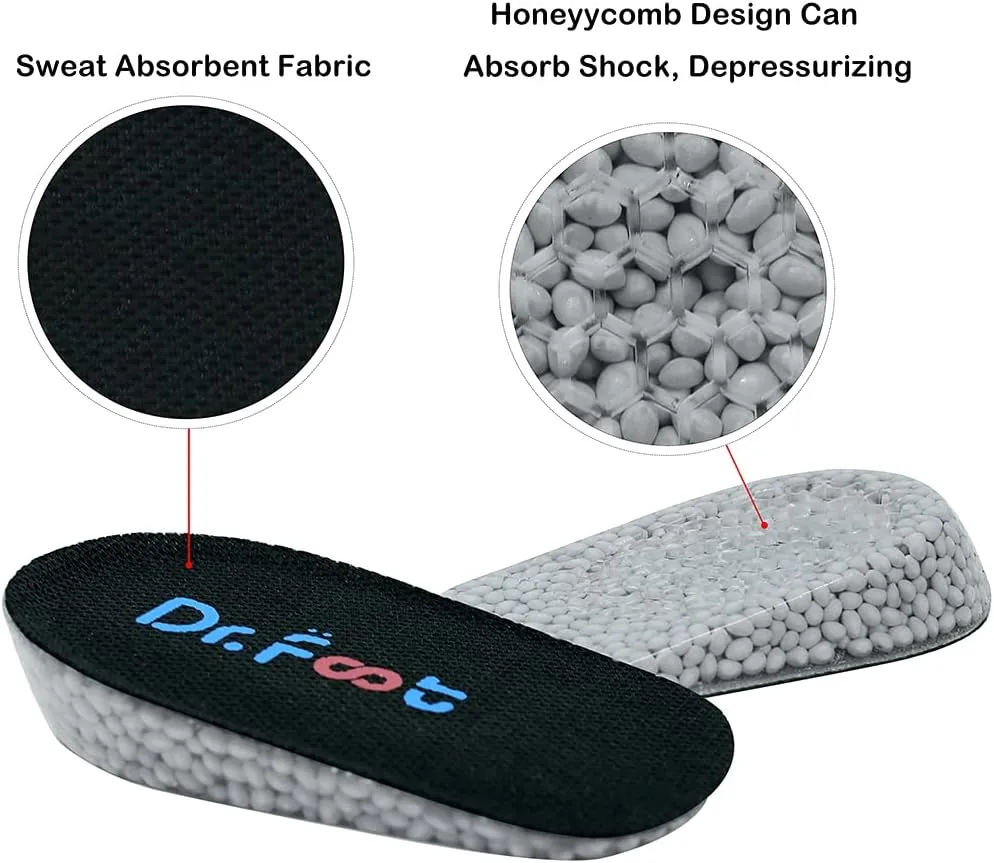 Dr.Foot Height Increase Insoles, Heel Cushion Inserts, Heel Lift Inserts for Leg Length Discrepancies