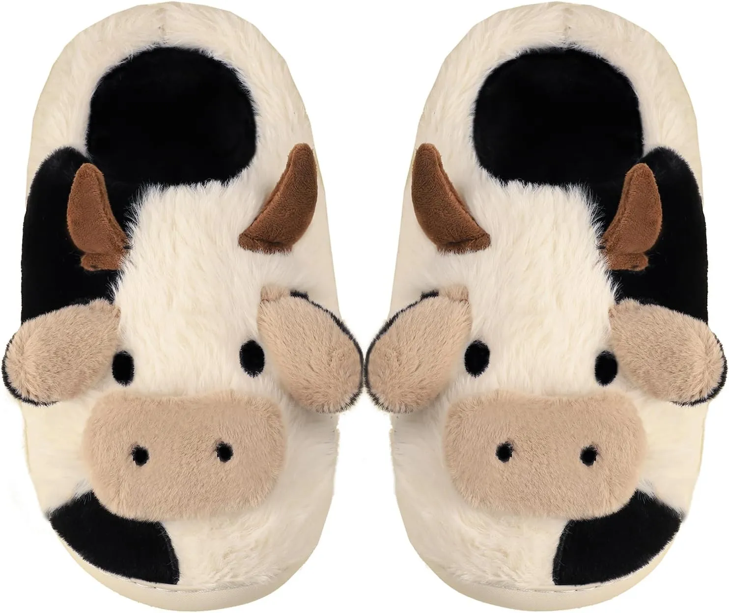 Gaolinci Cartoon Cow Cotton Slippers, Winter Indoor Outdoor Slippers for Women