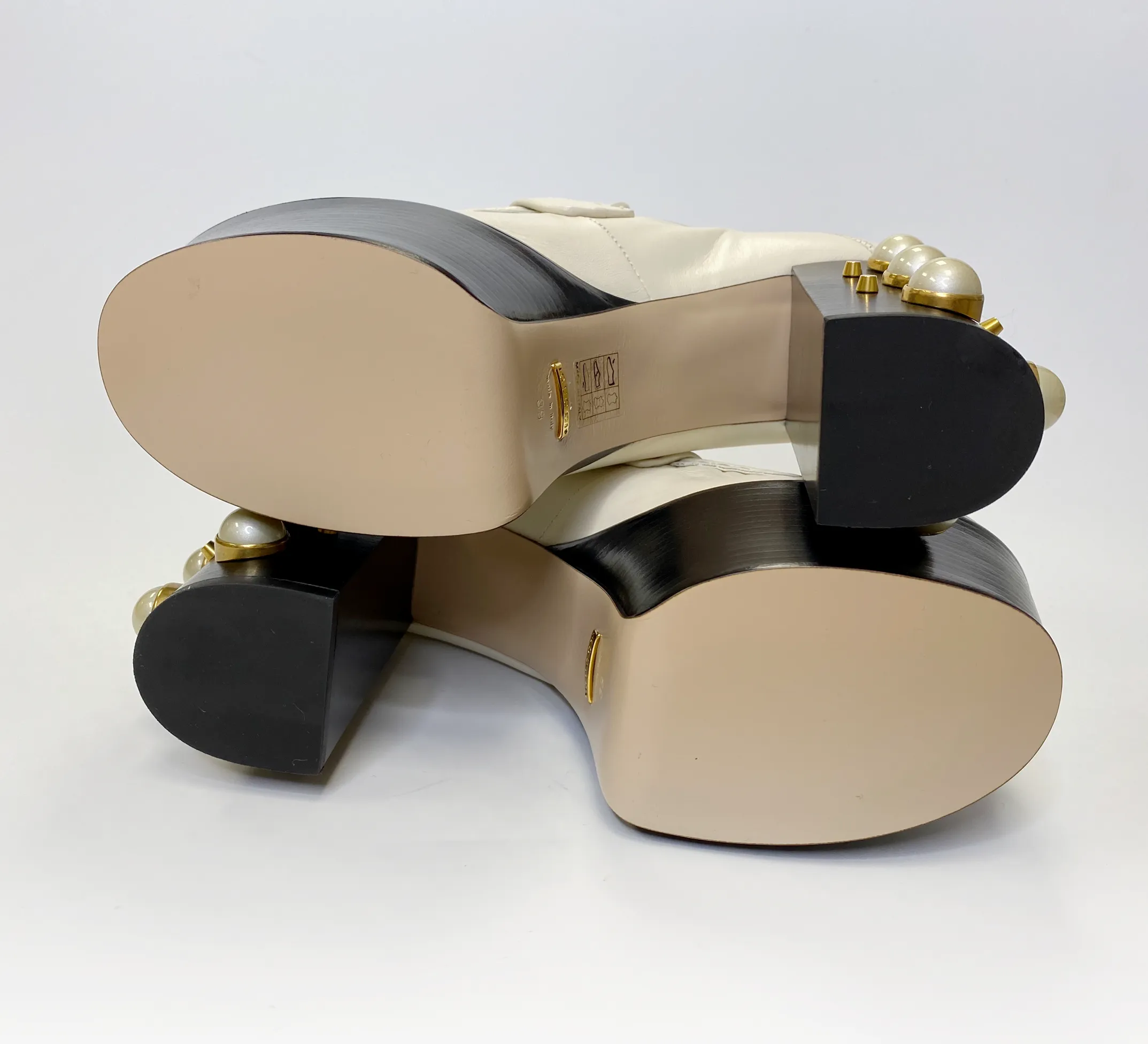 Gucci Vegas White Pearl Platform Loafers