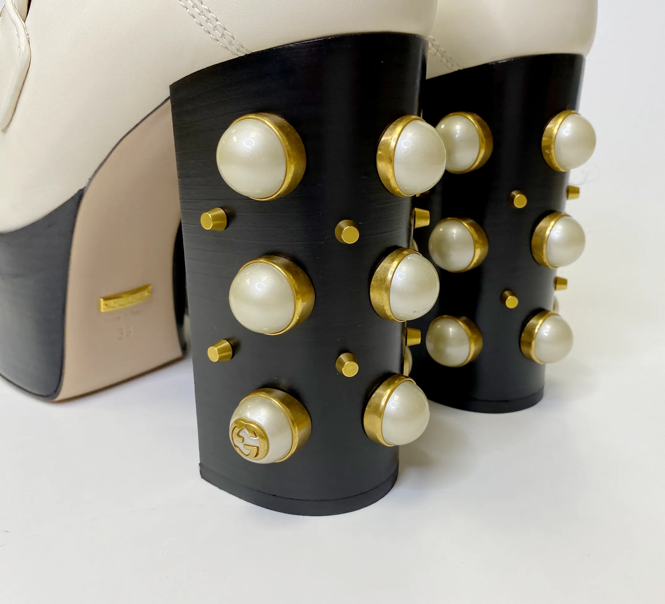 Gucci Vegas White Pearl Platform Loafers