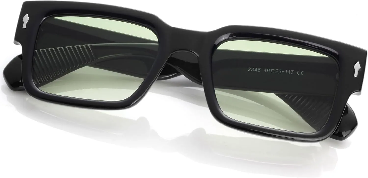 Kursan Square Thick Frame Black Sunglasses for Men Women Trendy Rectangle Sun Glasses Shades UV400 Protection