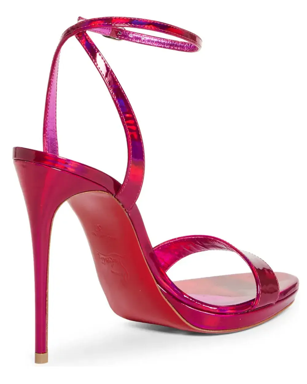 Loubigirl 100 Sandal in Patent Psychic Fuxia