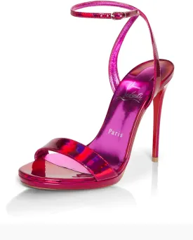 Loubigirl 100 Sandal in Patent Psychic Fuxia