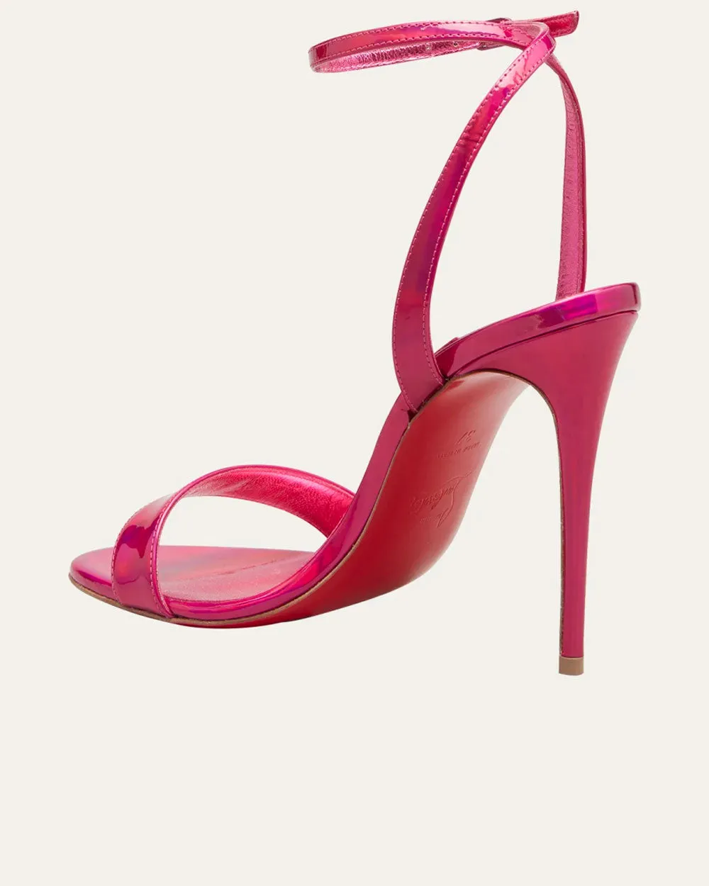Loubigirl 100 Sandal in Patent Psychic Fuxia