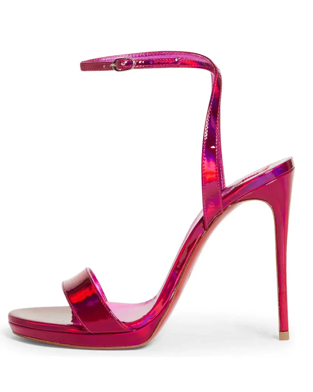 Loubigirl 100 Sandal in Patent Psychic Fuxia