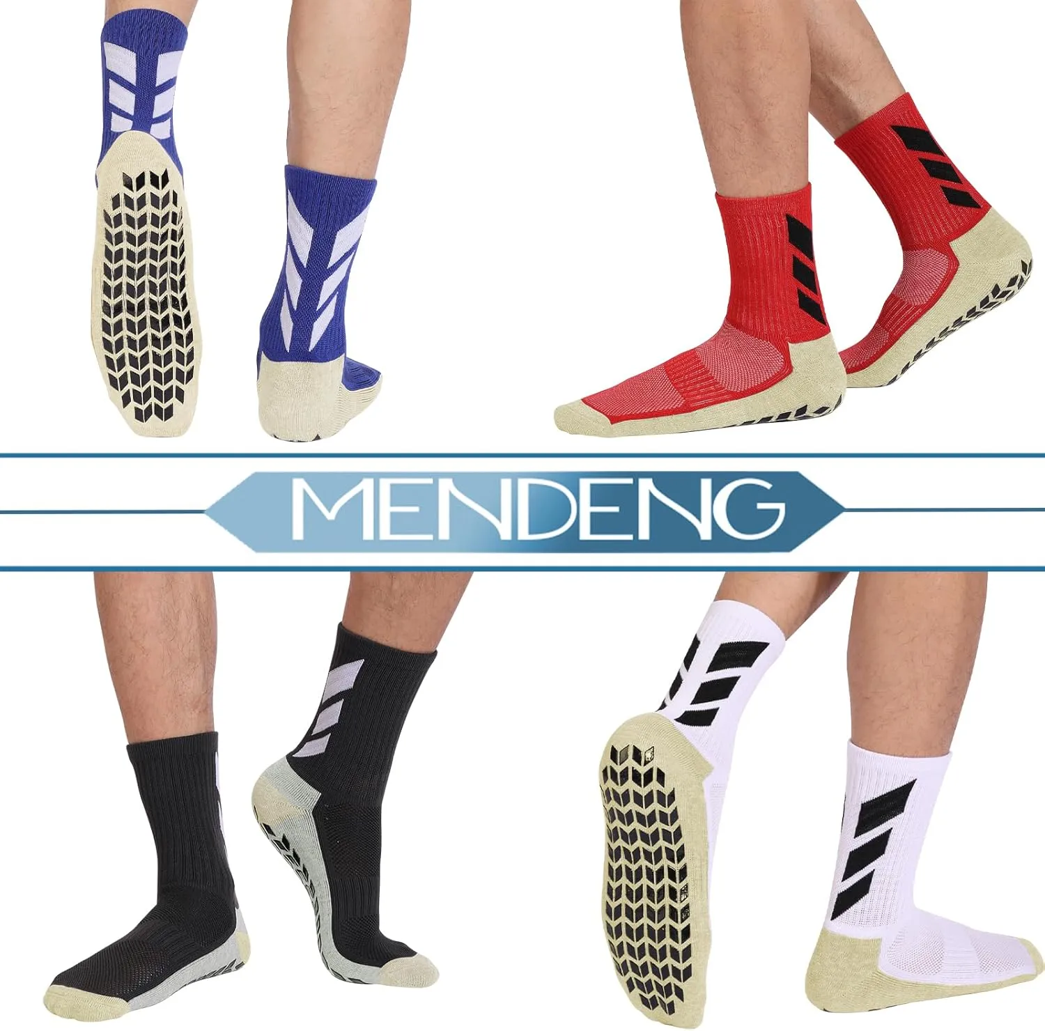 MENDENG Grip Socks Soccer Men Youth Non Slip Grippy Socks for Men Non Skid Football Hospital Anti Slip Athletic Socks