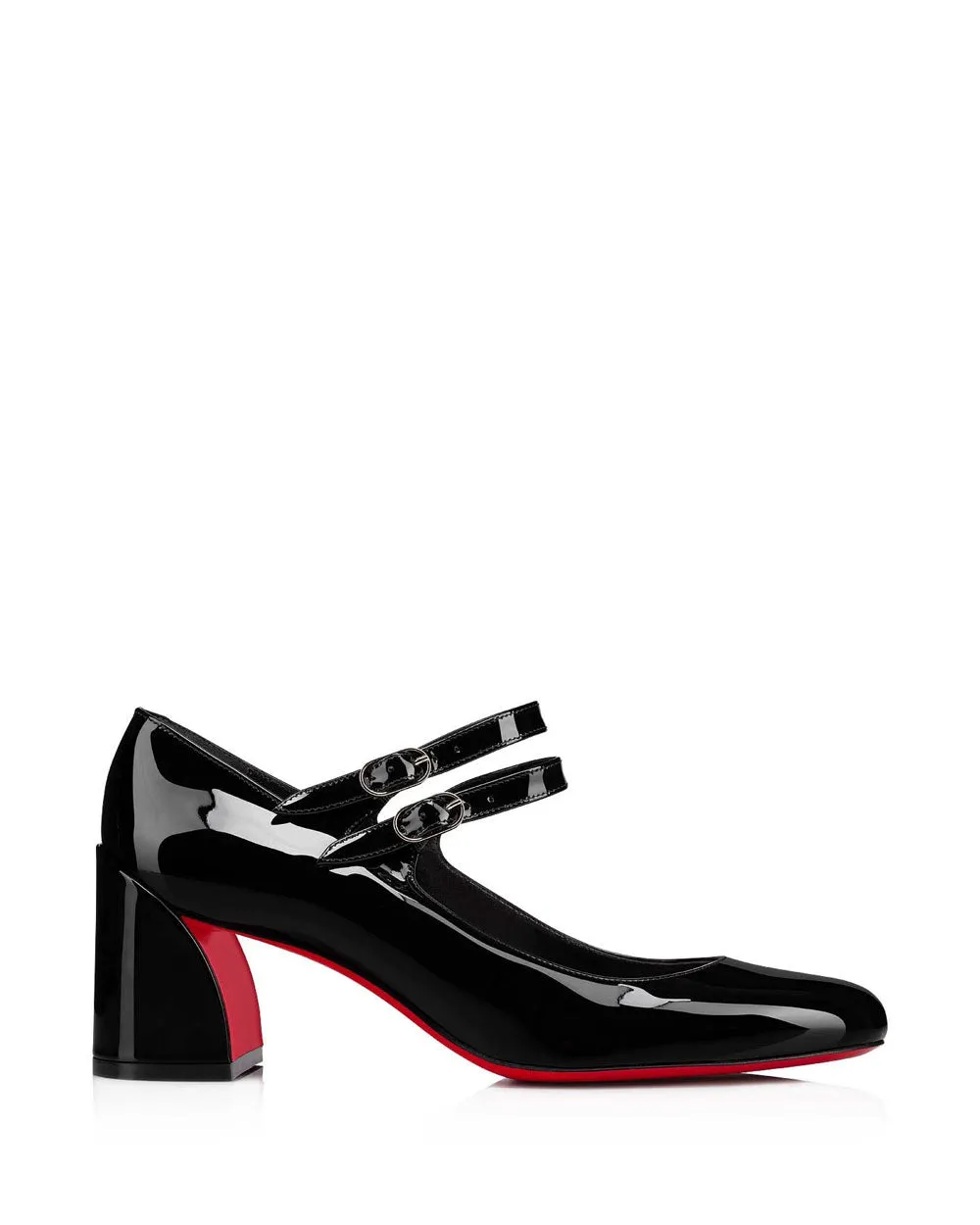 Miss Jane Two Strap 55 Patent Heel in Black