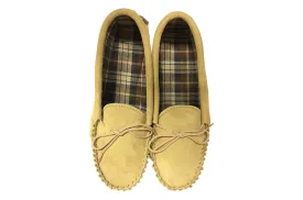 Natural Moccasins Tartan Lined Hard Sole