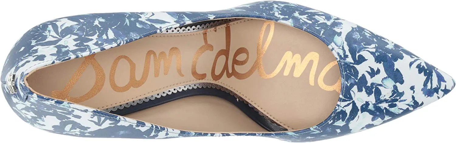Sam Edelman Hazel Blue Multi Toile Floral Stiletto Heel Pointy Toe Slip On Pumps