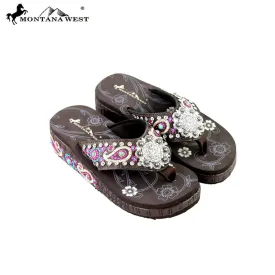 SE27-S001 Montana West Embroidered Flip-Flops Collection By Size