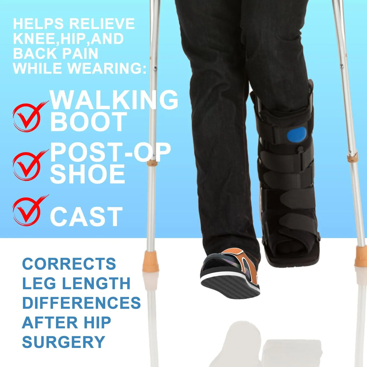Shoe Leveler, Shoe Balancer, Shoes Lift for Walking Boot,Double Open Design - Medium (fits Men US Size 8-1/2 to 10-1/2, Women US Size 9 to 11)