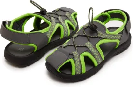 Skysole Boys Water Shoes, Rugged Closed Toe Back Strap Amphibian Sandals for Beach, Hiking & Outdoor Sports - Patterned/Solid