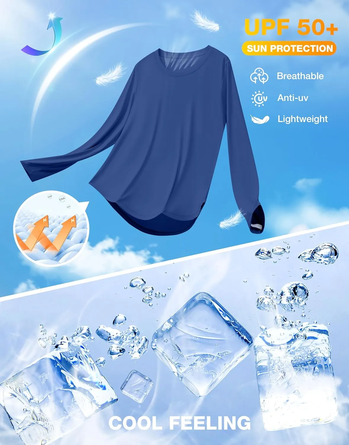 Soothfeel Women's UPF 50  Sun Shirts Long Sleeve SPF UV Protection Rash Guard Lightweight Quick Dry Hiking Workout Tops