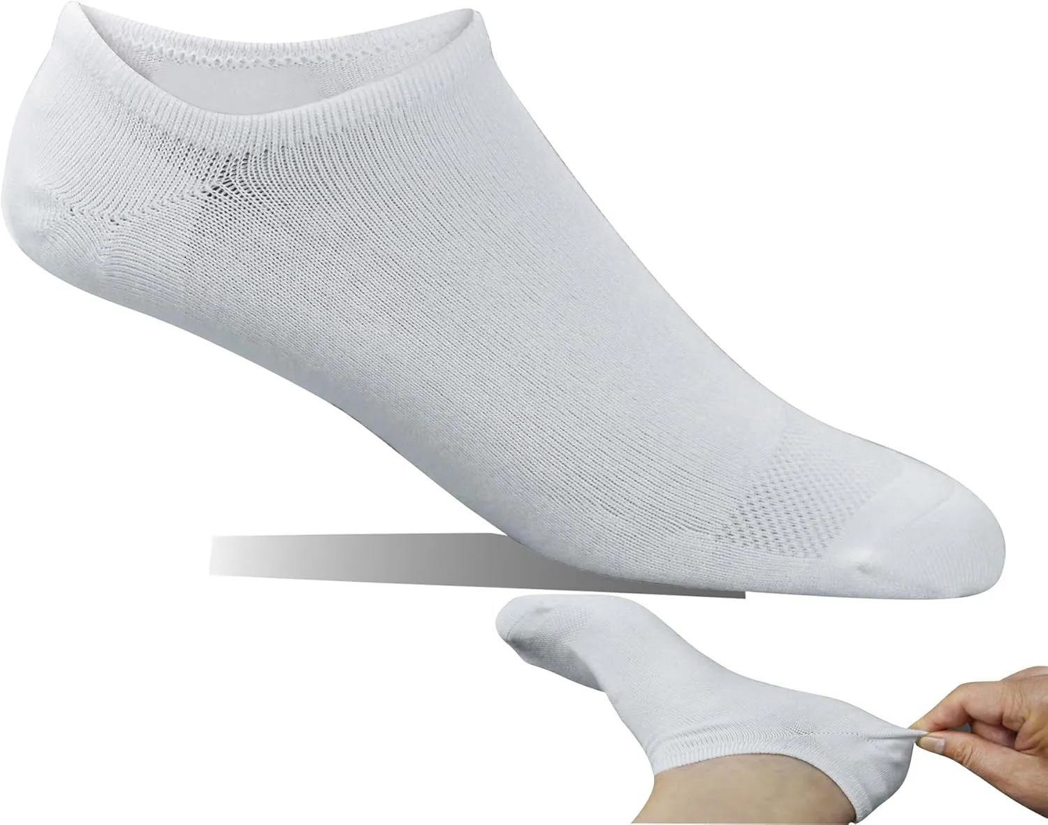 Yomandamor Men's 5 Pairs No Show Socks With Seamless Toe and Grip Heel